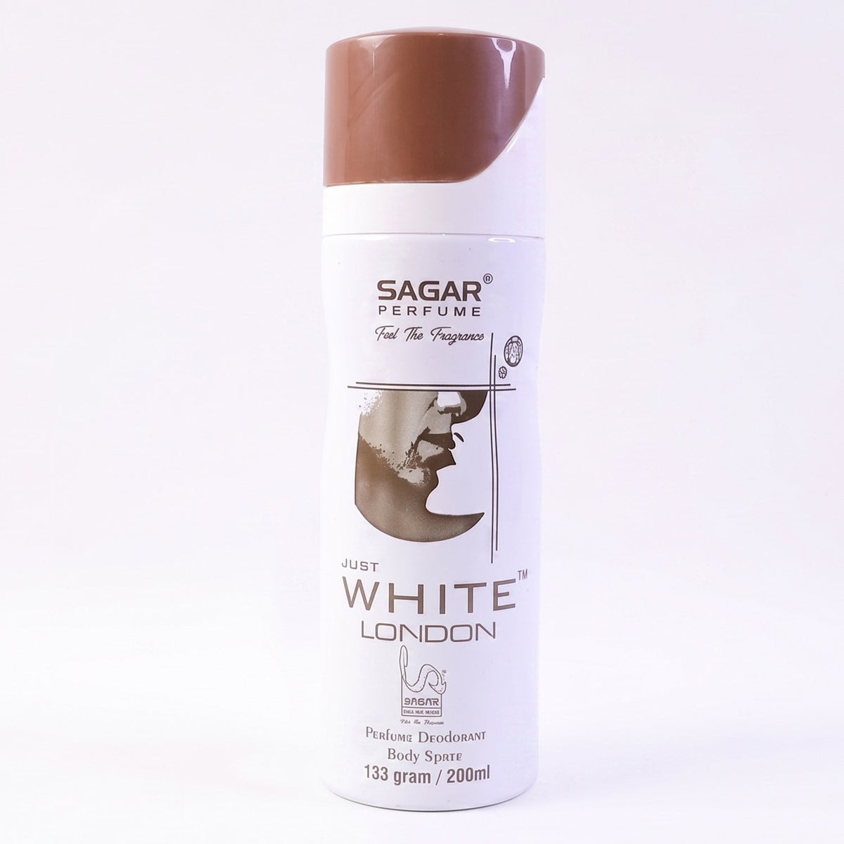 Can of men's body spray with white background