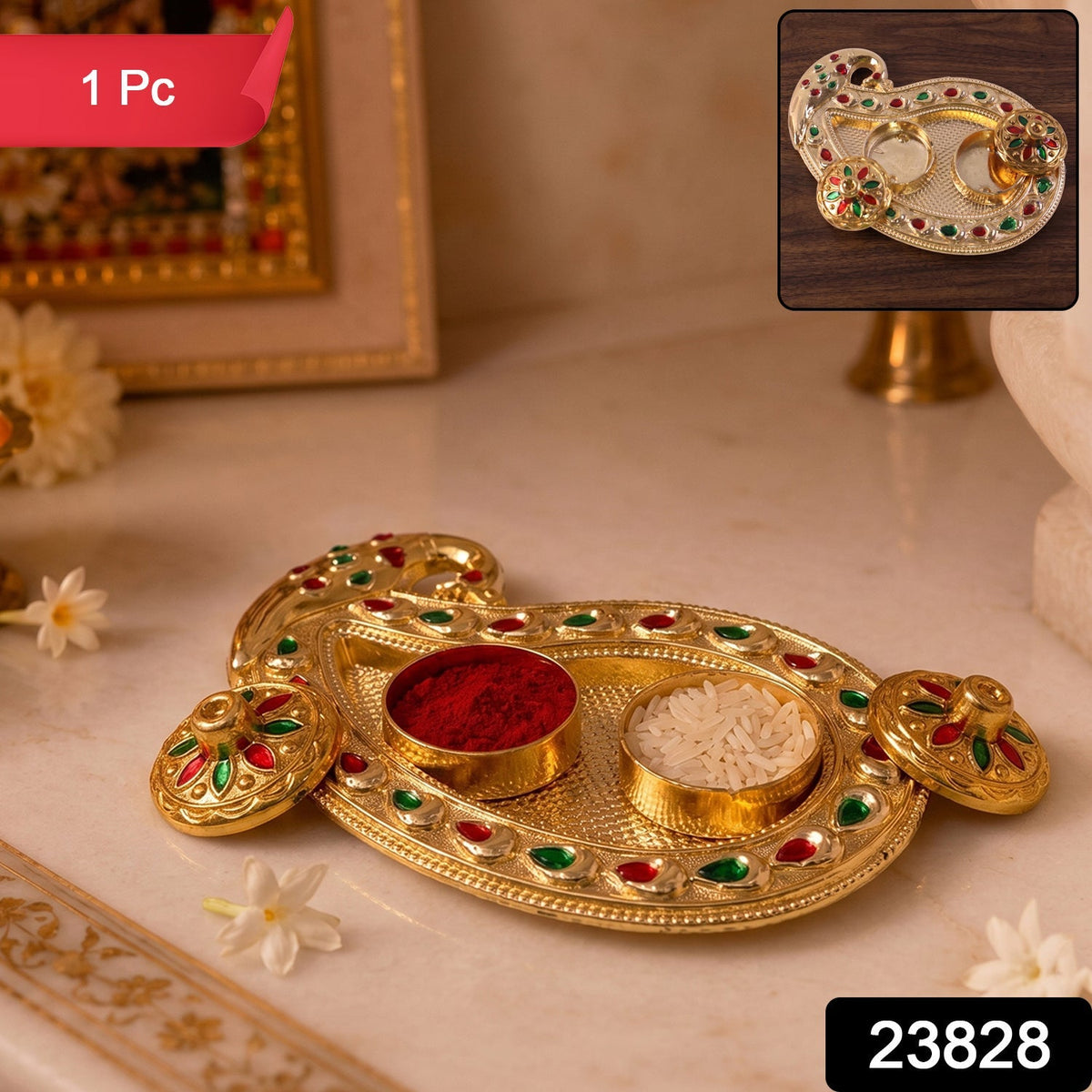 Golden Kumkum Kankavati holder showing packaging