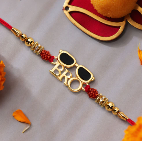Swag Bro Rakhi – Trendy Sunglasses Charm With Rudraksha Beads